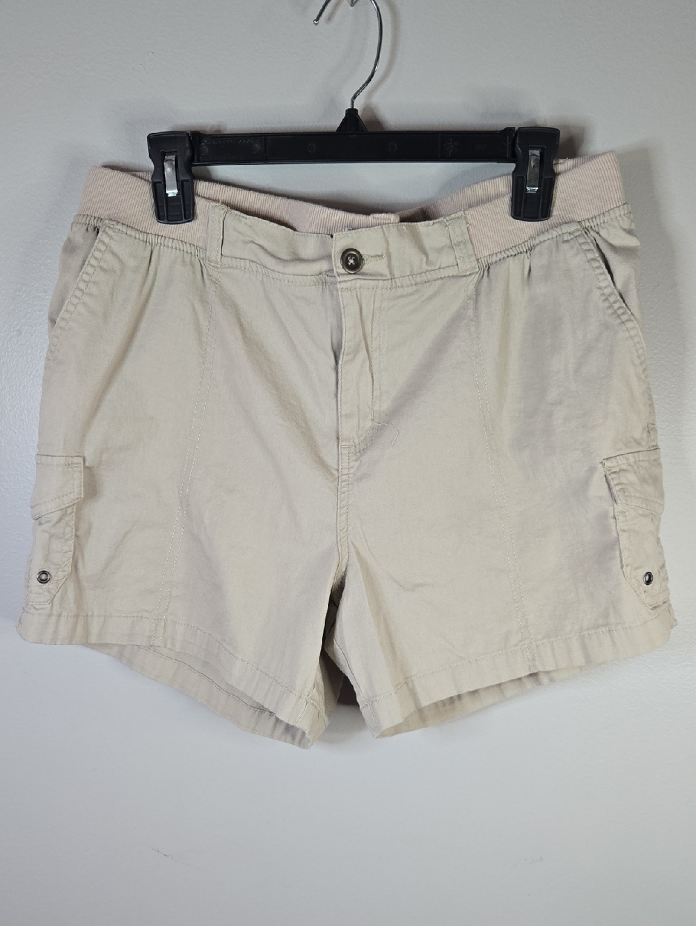 dash Women's Size Large Lightweight Tan Cargo Pocket Casual Shorts